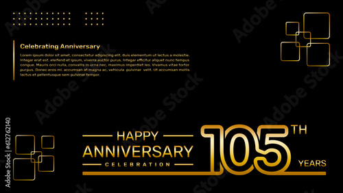 105th year anniversary template design with gold color, vector template illustration