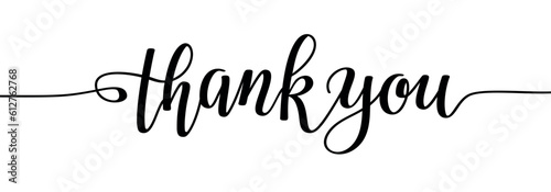 Thank you black lettering phrase. Design element. Vector illustration