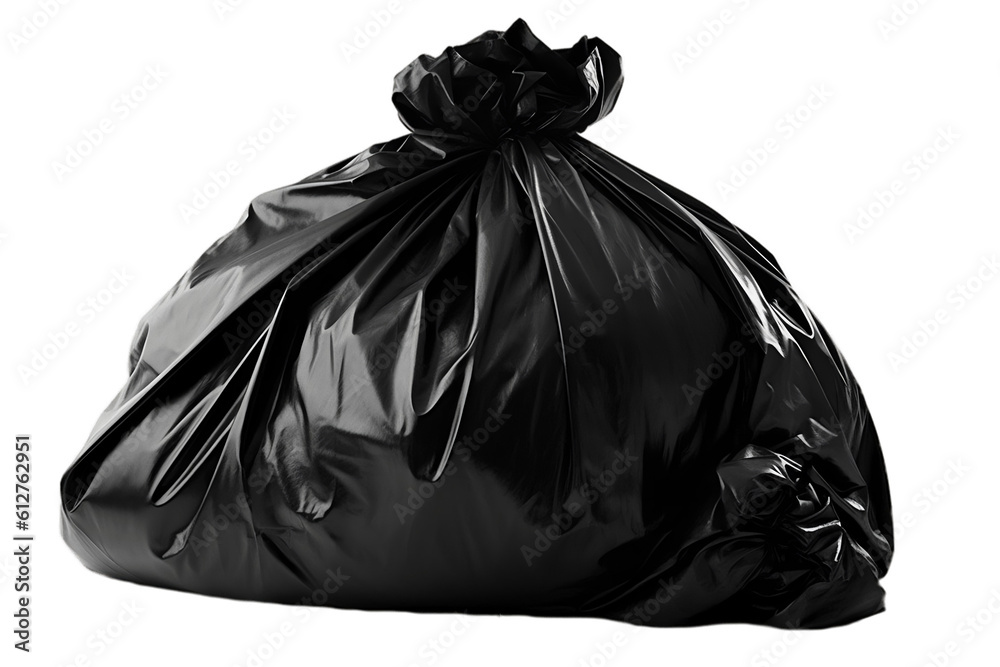 Black Garbage Bag Isolated on a Transparent Background. Generative AI