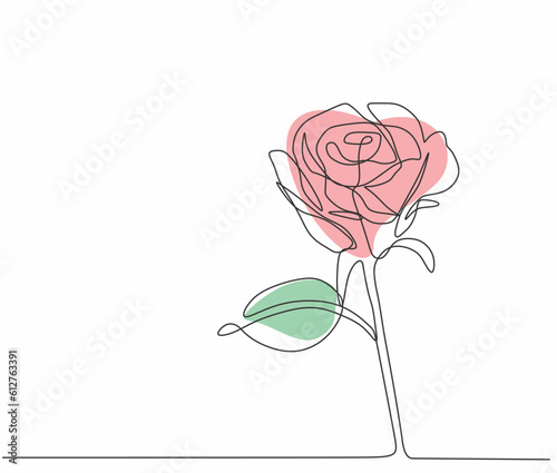 One line rose design line art Flower vector. Hand drawn minimalism style illustration isolated on white background.