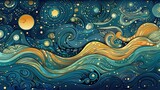 Sky background with stars and swirls Generative Ai