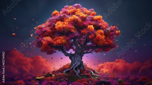 A beautiful tree with many colors on it Generative Ai