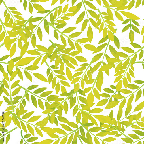 Yellow seamless pattern leafs on white background.