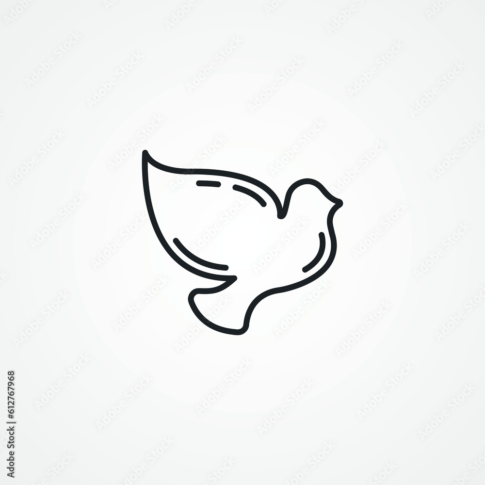 Dove line icon. Dove bird line icon. Dove line icon. Dove bird line icon.