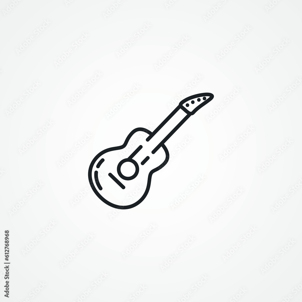Guitar line icon. classic guitar line icon. Guitar line icon. classic guitar line icon.