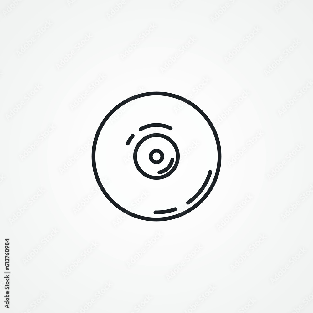 Vinyl record line icon, gramophone record symbol, music plate line icon Vinyl record line icon, gramophone record symbol, music plate line icon