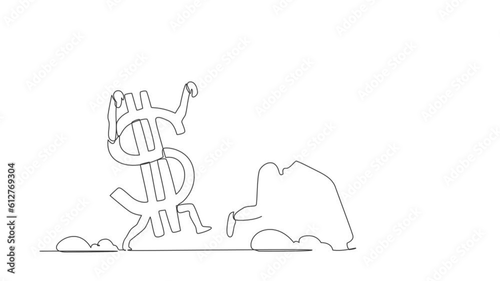 Animated self drawing of continuous one line draw robot being chased by dollar symbol. Afraid with economic or financial crisis. Humanoid robot cybernetic organism. Full length single line animation Animated self drawing of continuous one line draw robot being chased by dollar symbol. Afraid with economic or financial crisis. Humanoid robot cybernetic organism. Full length single line animation