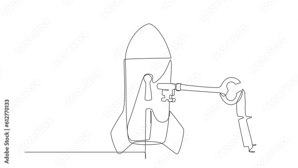 Animated self drawing of continuous line draw robot putting key