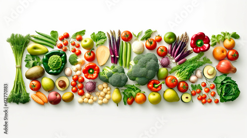 Different vegetables isolate on white background. Generative AI 