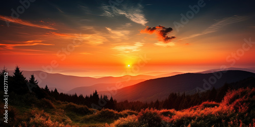 amazing panoramic Sunset View in the mountains
