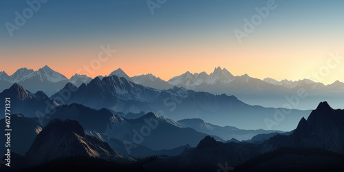 amazing panoramic view of high mountains and high mountains ranges © Ievgen Skrypko