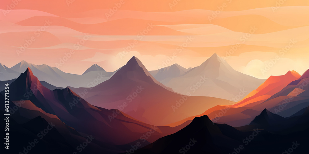 illustration of amazing mountain landscape of mountain ranges