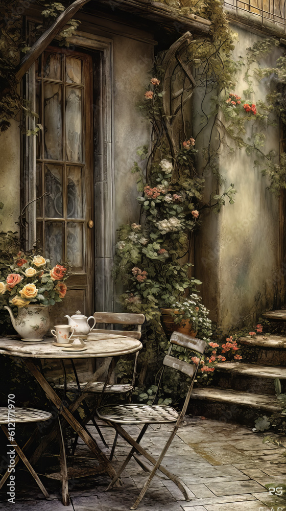 Obraz premium Paris Restaurant and Street View Painting