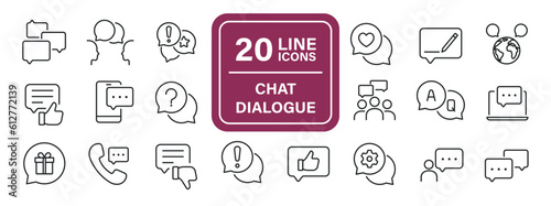 Chat, dialogue line icons. Editable stroke. For website marketing design, logo, app, template, ui, etc. Vector illustration.