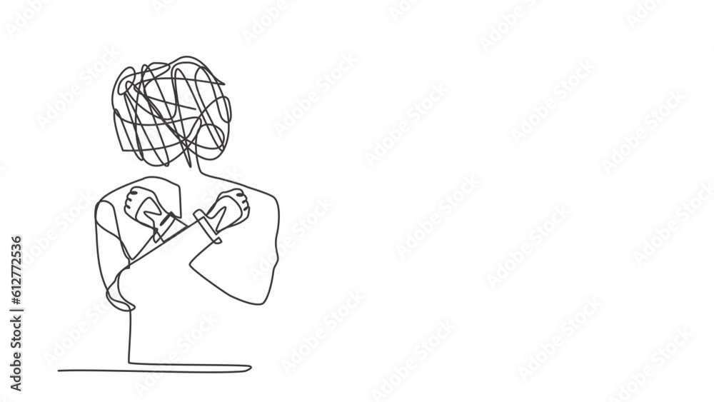 Self drawing animation of single one line draw robot with round ...