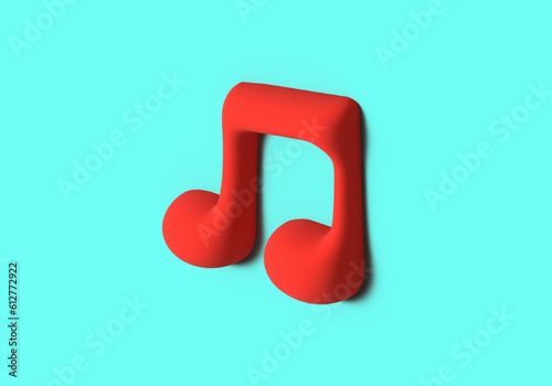 3d Red Music Notes .3d vector icon, music day