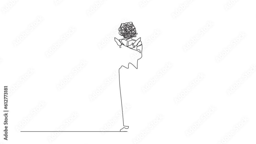 Self drawing animation of single line draw robot with round scribbles ...