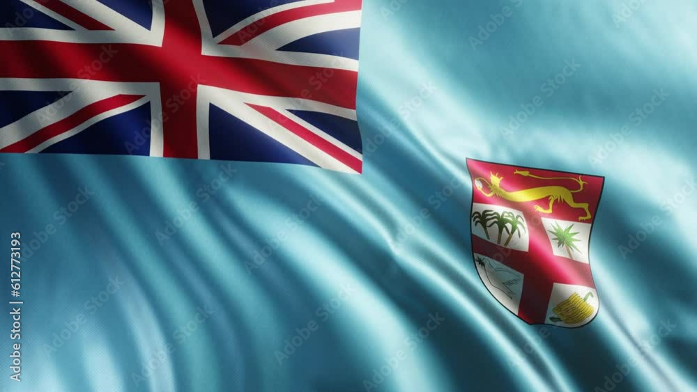 Fiji flag, Fiji Background, Fiji flag waving in the wind. The national flag of Fiji, Official colors and Proportion Correctly flag seamless loop animation. 4K video, Closeup.
