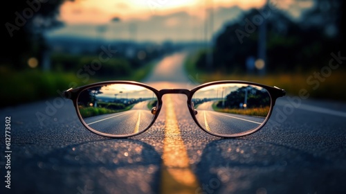 Glasses make the world around you brighter, blurry background, ai