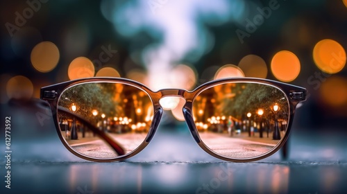 Glasses make the world around you brighter, blurry background, ai © Gizmo