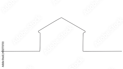 Continuous one line drawing of house. vector illustration.