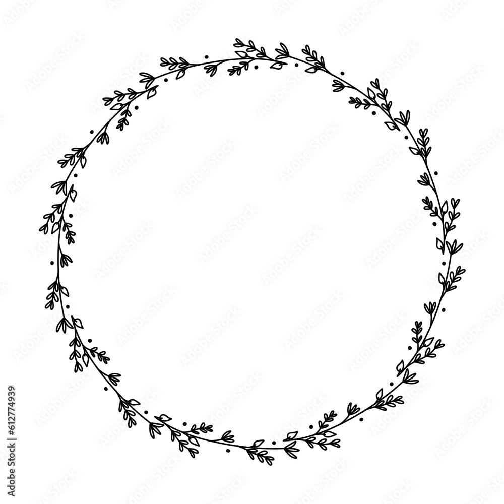 Flower frame border in minimal doodle style 