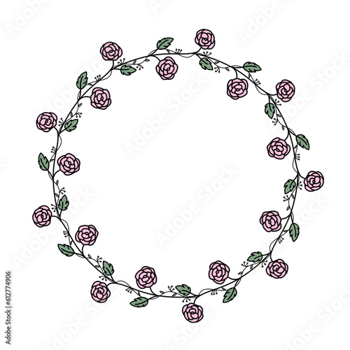 Flower frame border in minimal doodle style 