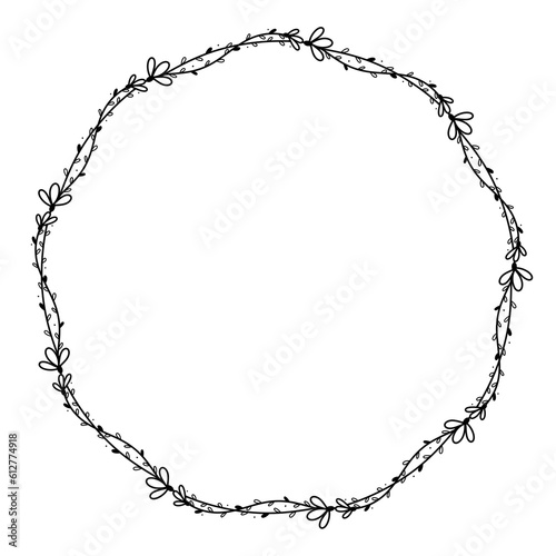 Flower frame border in minimal doodle style 