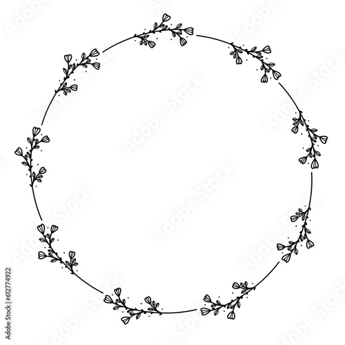 Flower frame border in minimal doodle style 