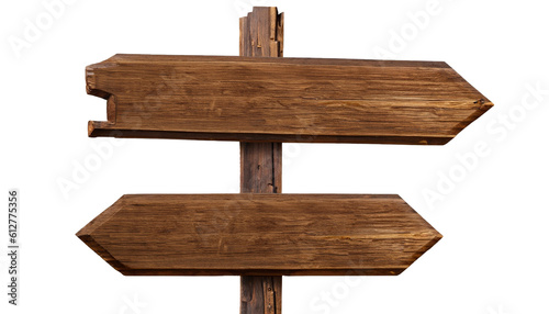 Brown wooden sign for directions, shop sign. Signpost and billboards concept, AI © Uuganbayar