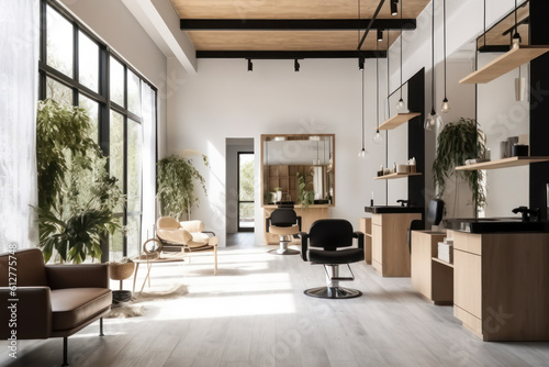 modern spacious beauty salon, hairdressing salon generative ai