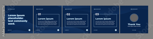 set of modern carousel slide templates for social media posts. dark theme social media template