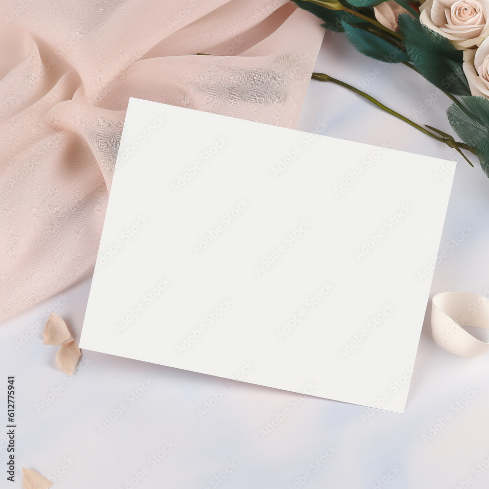Mockup wedding card, invitation, delicate flowers Mockup wedding card, invitation, delicate flowers