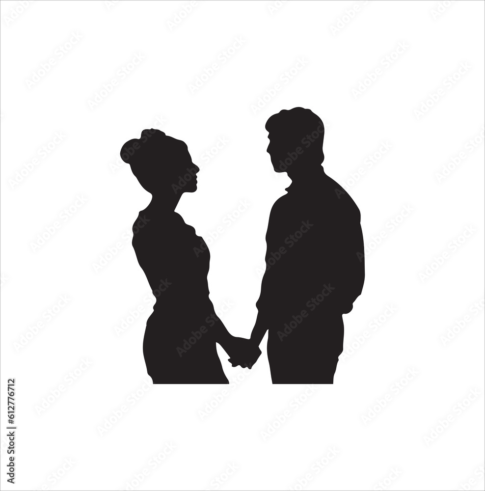 A beautiful couple silhouette vector art