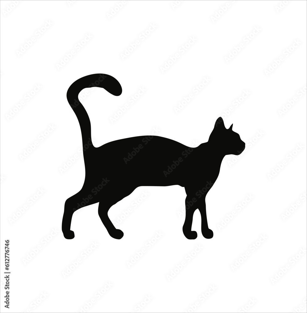 A standing cat silhouette vector art.