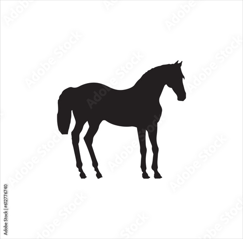 A standing horse silhoeutte vector art.