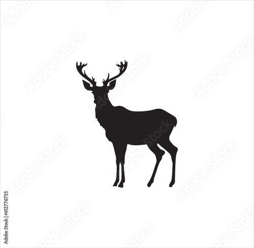 A standing deer silhouette vector art