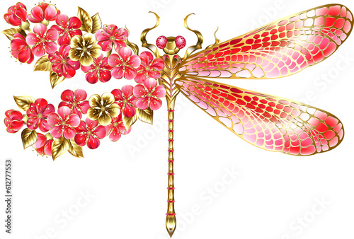 Flower dragonfly with jewelry sakura