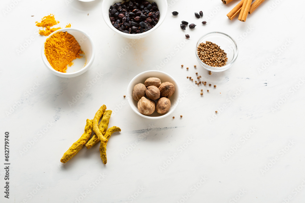 Curry Nutmeg Turmeric Root spice set Curry Nutmeg Turmeric Root spice set