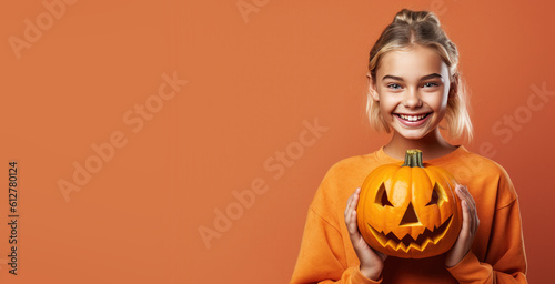 Happy Young Girl Holding a ...