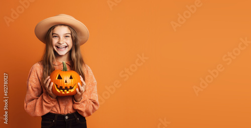 Happy Young Girl Holding a ...