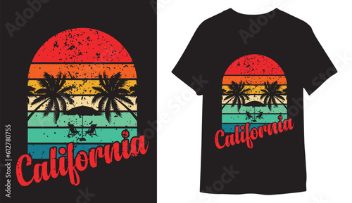 California premium vector, summer vintage t-shirt design