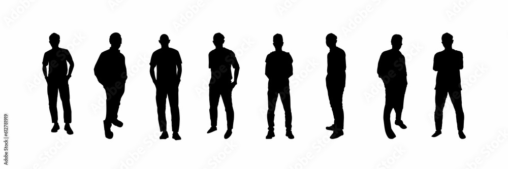 Silhouettes of many man