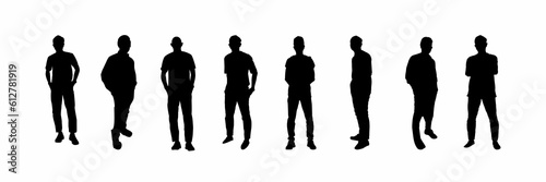Silhouettes of many man