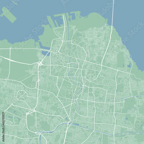 Vector map of Surabaya, Indonesia. Urban city road map art poster illustration.