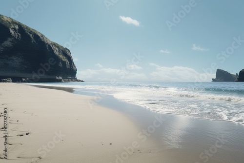 A minimalist landscape with a scenic beach or coast, Generative AI