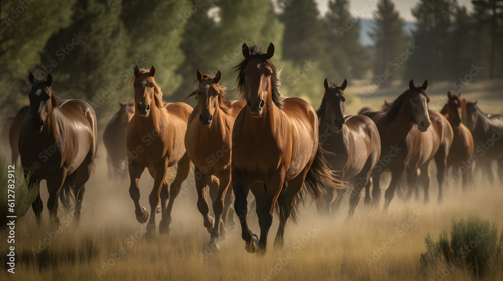 Fototapeta premium wild horses created with generative AI