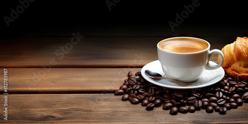 Morning Delight. Close Up of Brown Espresso with Brown Coffee Drink on a Wooden Table