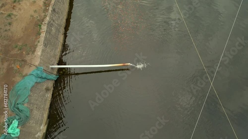 Overhead view of a pond on a fish farm in Colombia photo