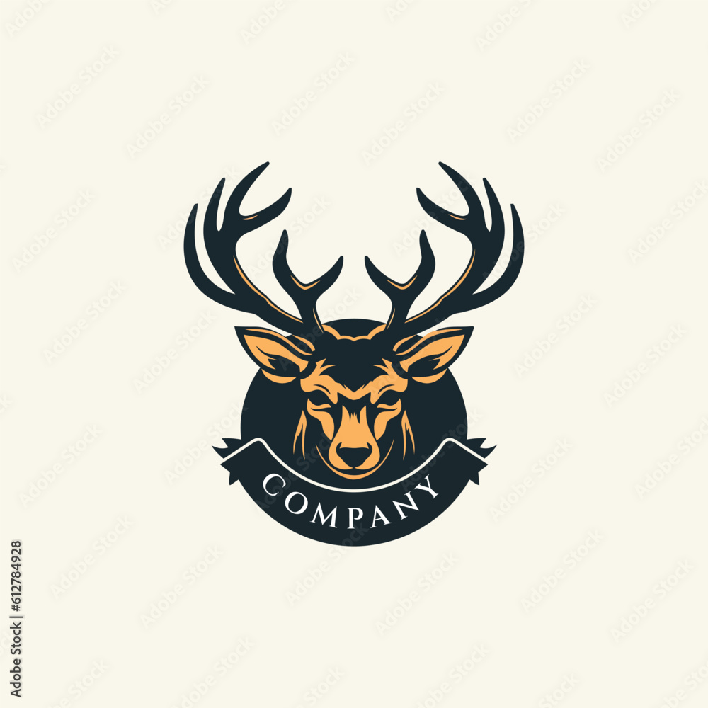 Deer head hipster retro logo design vector illustration Deer head hipster retro logo design vector illustration